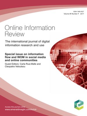 cover image of Online Information Review, Volume 41, Number 7